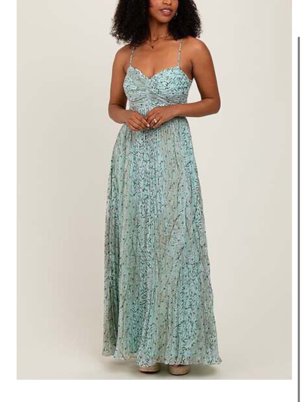 Pinkblush Seafoam Green Floral Maxi Dress with Sweetheart Bodice